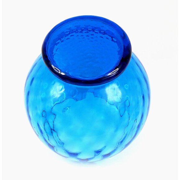 Empoli Blue Optic Glass Footed Bowl Vase - Mid-Century Italian Glassware - Picture 5 of 5